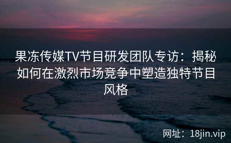 果冻传媒TV节目研发团队专访：揭秘如何在激烈市场竞争中塑造独特节目风格