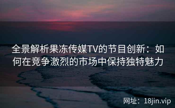 全景解析果冻传媒TV的节目创新：如何在竞争激烈的市场中保持独特魅力