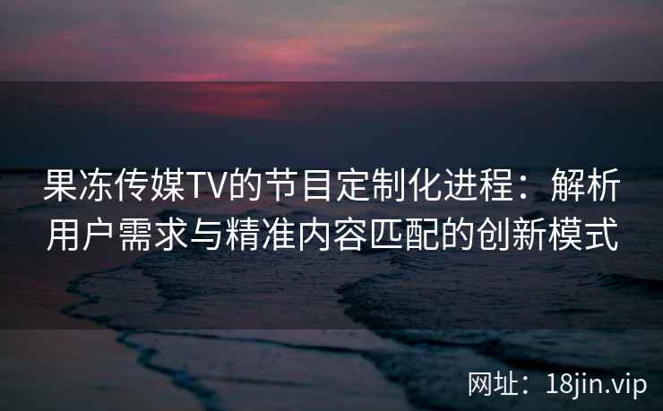 果冻传媒TV的节目定制化进程：解析用户需求与精准内容匹配的创新模式